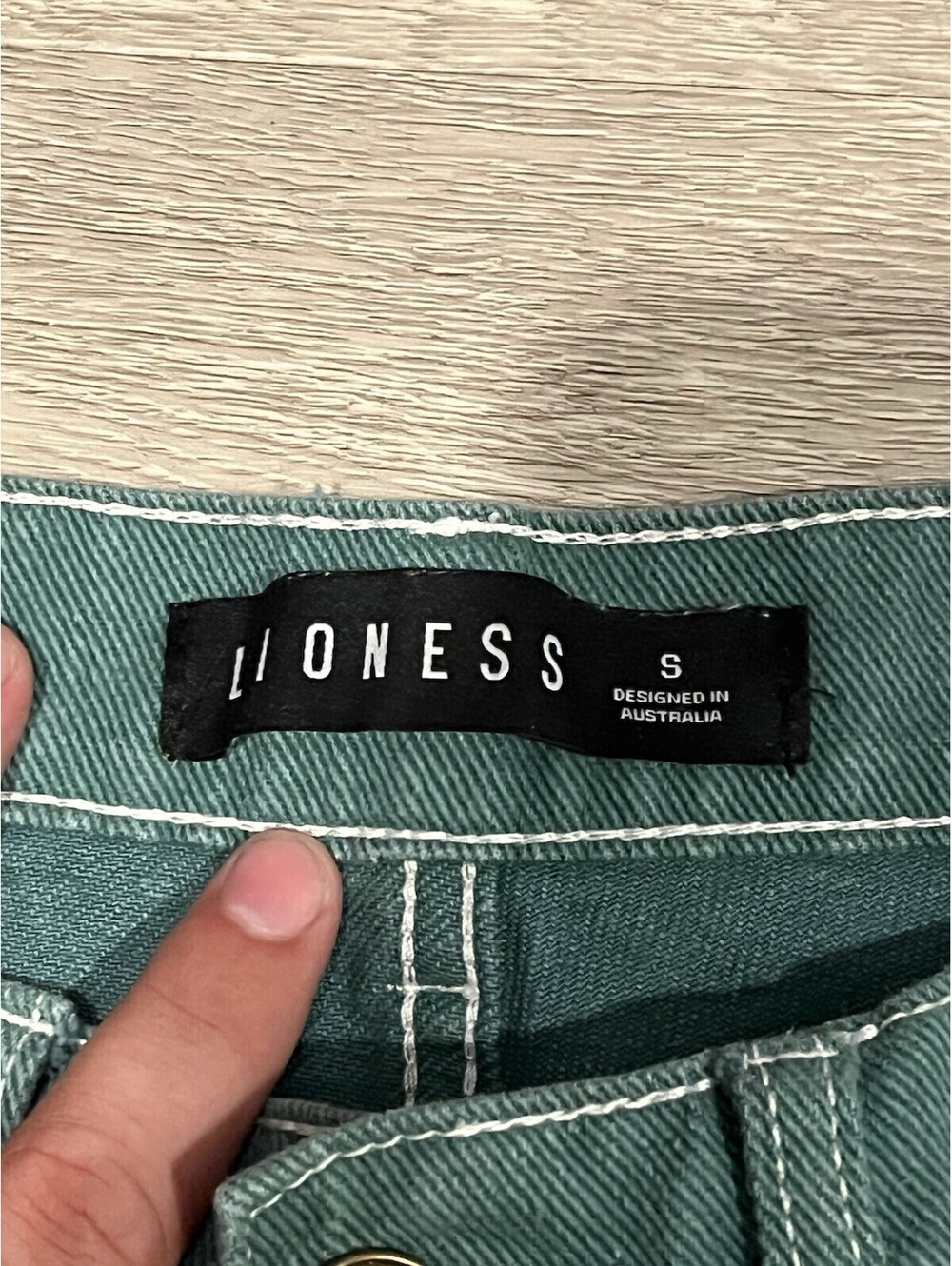Lioness Miami Vice Wide Leg Cargo Pants Jeans Green Baggy Cargo Sz Small - Picture 4 of 8